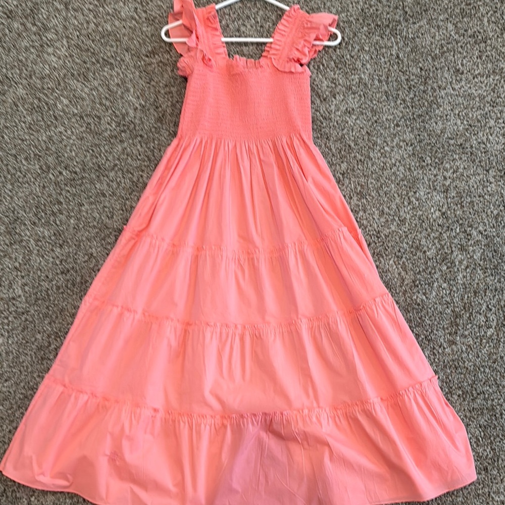 Hill House Ellie Nap Dress-Coral Poplin-worn once
